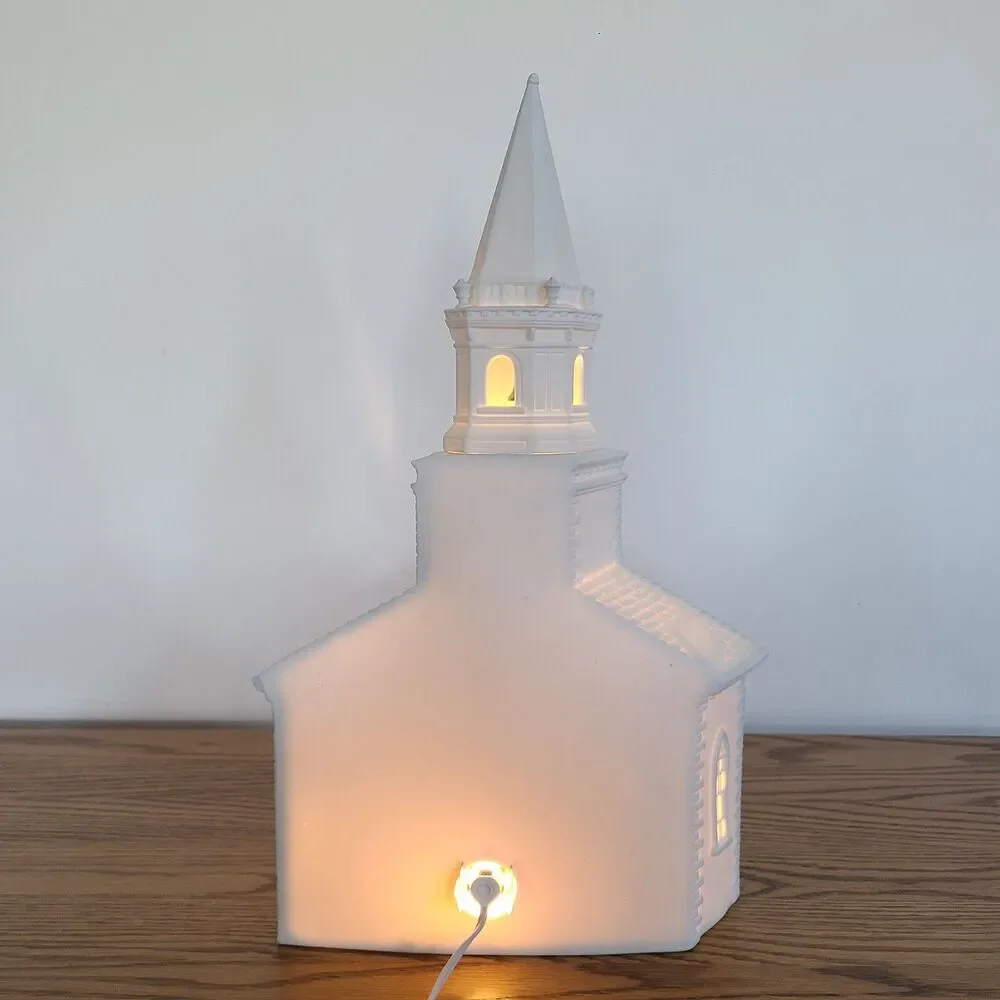 Department 56 Winter Silhouette White Porcelain Lighted Cathedral Facade Church